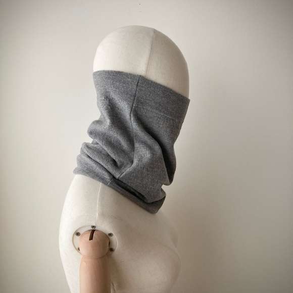 joodito 100% merino wool turtleneck snood scarf wrap gaiter cowl collar gray - Picture 4 of 6